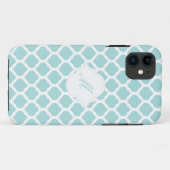 Blue Moroccan Pattern met Monogram iPhone 5 Hoesje (Achterkant (horizontaal))