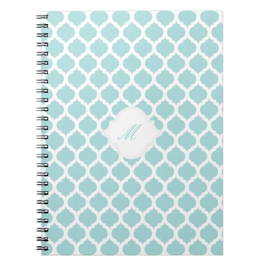 Blue Moroccan Pattern met Monogram Notitieboek (Voorkant)