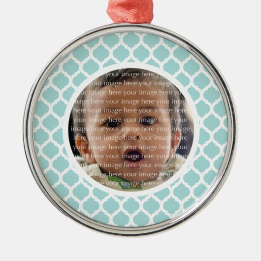 Blue Moroccan Pattern Photo Ornament (Voorkant)