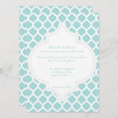Blue Moroccan Pattern Wedding Invitations Kaart (Voorkant / Achterkant)