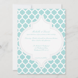 Blue Moroccan Pattern Wedding Invitations Kaart