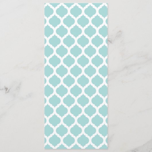 Blue Moroccan Pattern Wedding Menus Menu (Achterkant)
