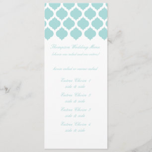 Blue Moroccan Pattern Wedding Menus Menu
