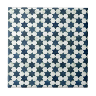 Blue Moroccan Star Pattern Tegeltje