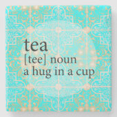 Blue Moroccan Tea Time Hug in een beker Stenen Onderzetter (Voorkant)