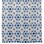 Blue Moroccan Tegel Pattern Douchegordijn (Voorkant)