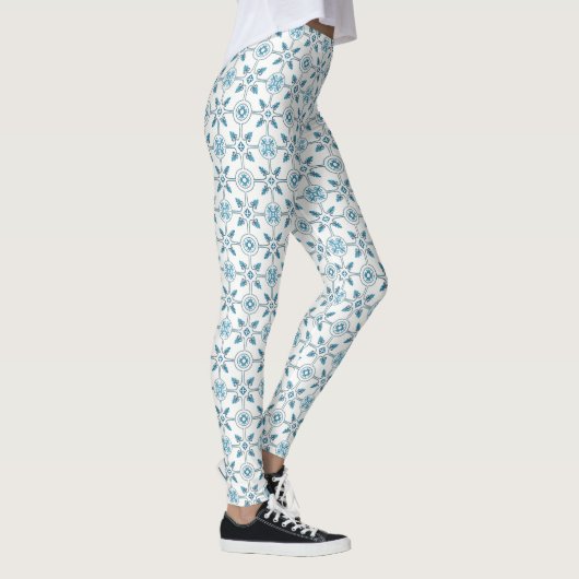 Blue Moroccan Tegel Pattern Leggings (Rechts)
