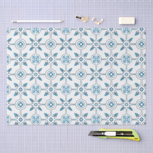 Blue Moroccan Tegel Pattern Tissuepapier (Craft)