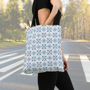 Blue Moroccan Tegel Pattern Tote Bag