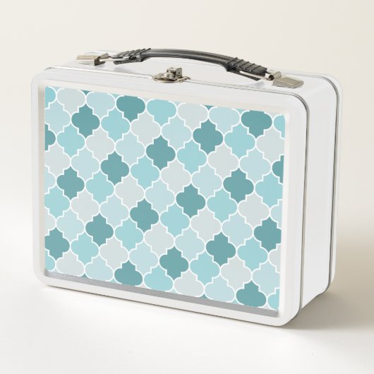 Blue Moroccan Trellis, Latticework, Quatrefoil (Voorkant)