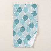 Blue Moroccan Trellis, Latticework, Quatrefoil Bad Handdoek (Handdoek)