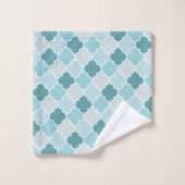 Blue Moroccan Trellis, Latticework, Quatrefoil Bad Handdoek (Wasdoekje)