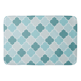 Blue Moroccan Trellis, Latticework, Quatrefoil Badmat