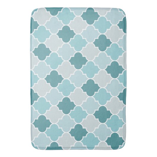 Blue Moroccan Trellis, Latticework, Quatrefoil Badmat (Voorkant Verticaal)