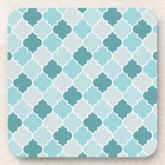 Blue Moroccan Trellis, Latticework, Quatrefoil Bier Onderzetter (Voorkant)