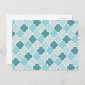 Blue Moroccan Trellis, Latticework, Quatrefoil Briefkaart (Voorkant / Achterkant)