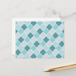 Blue Moroccan Trellis, Latticework, Quatrefoil Briefkaart