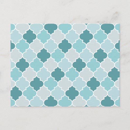 Blue Moroccan Trellis, Latticework, Quatrefoil Briefkaart (Voorkant)