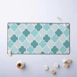 Blue Moroccan Trellis, Latticework, Quatrefoil Bureaumat