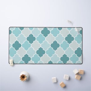 Blue Moroccan Trellis, Latticework, Quatrefoil Bureaumat