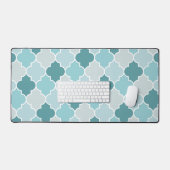 Blue Moroccan Trellis, Latticework, Quatrefoil Bureaumat (Keyboard & Muis)