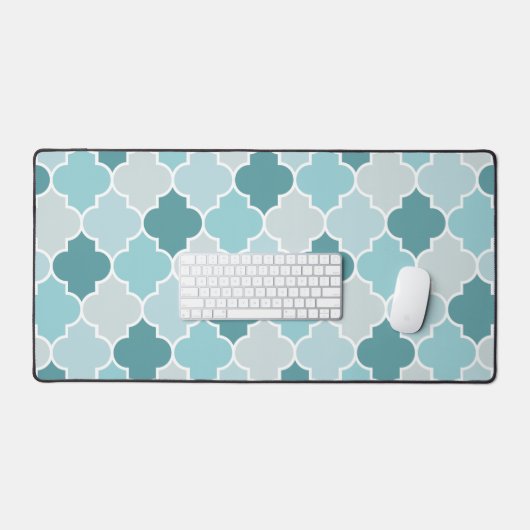 Blue Moroccan Trellis, Latticework, Quatrefoil Bureaumat (Keyboard & Muis)