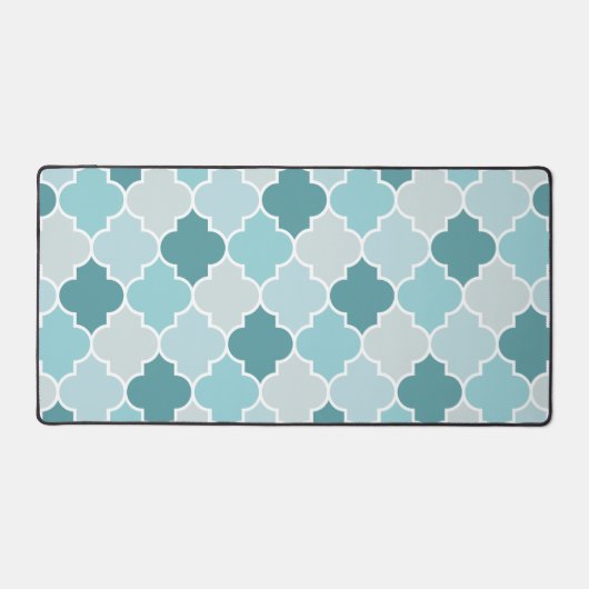 Blue Moroccan Trellis, Latticework, Quatrefoil Bureaumat (Voorkant)