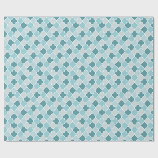 Blue Moroccan Trellis, Latticework, Quatrefoil Cadeaupapier (Vlak)