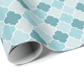 Blue Moroccan Trellis, Latticework, Quatrefoil Cadeaupapier (Rol Hoek)