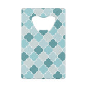 Blue Moroccan Trellis, Latticework, Quatrefoil Creditkaart Flessenopener (Voorkant)