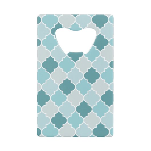 Blue Moroccan Trellis, Latticework, Quatrefoil Creditkaart Flessenopener (Voorkant)