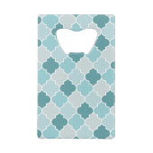 Blue Moroccan Trellis, Latticework, Quatrefoil Creditkaart Flessenopener (Achterkant)