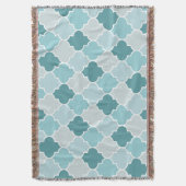 Blue Moroccan Trellis, Latticework, Quatrefoil Deken (Voorkant Verticaal)