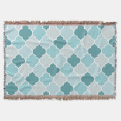 Blue Moroccan Trellis, Latticework, Quatrefoil Deken (Voorkant)