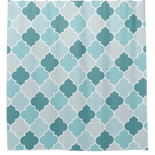 Blue Moroccan Trellis, Latticework, Quatrefoil Douchegordijn (Voorkant)