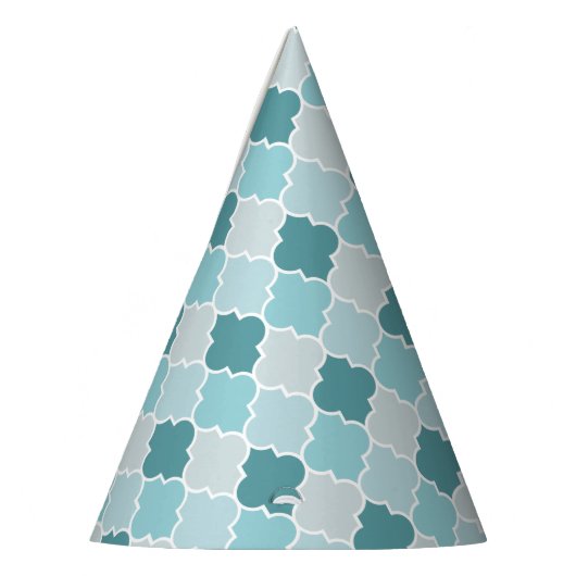 Blue Moroccan Trellis, Latticework, Quatrefoil Feesthoedjes (Links)