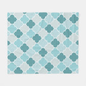 Blue Moroccan Trellis, Latticework, Quatrefoil Fleece Deken (Voorkant (Horizontaal))