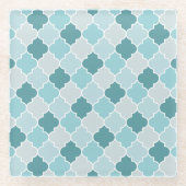 Blue Moroccan Trellis, Latticework, Quatrefoil Glazen Onderzetter (Voorkant)