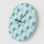 Blue Moroccan Trellis, Latticework, Quatrefoil Grote Klok (Hoek)