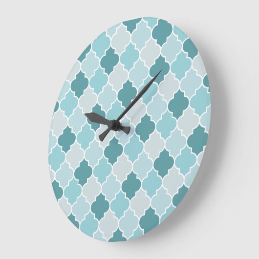 Blue Moroccan Trellis, Latticework, Quatrefoil Grote Klok (Hoek)