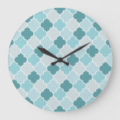 Blue Moroccan Trellis, Latticework, Quatrefoil Grote Klok (Voorkant)