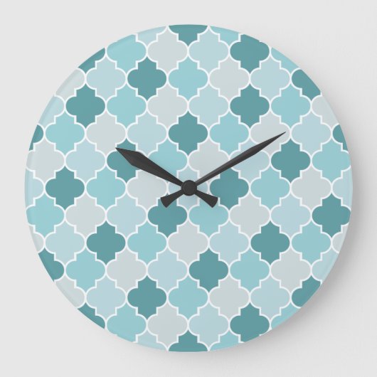 Blue Moroccan Trellis, Latticework, Quatrefoil Grote Klok (Voorkant)