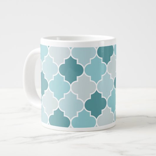 Blue Moroccan Trellis, Latticework, Quatrefoil Grote Koffiekop (Links)