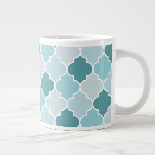 Blue Moroccan Trellis, Latticework, Quatrefoil Grote Koffiekop (Rechts)