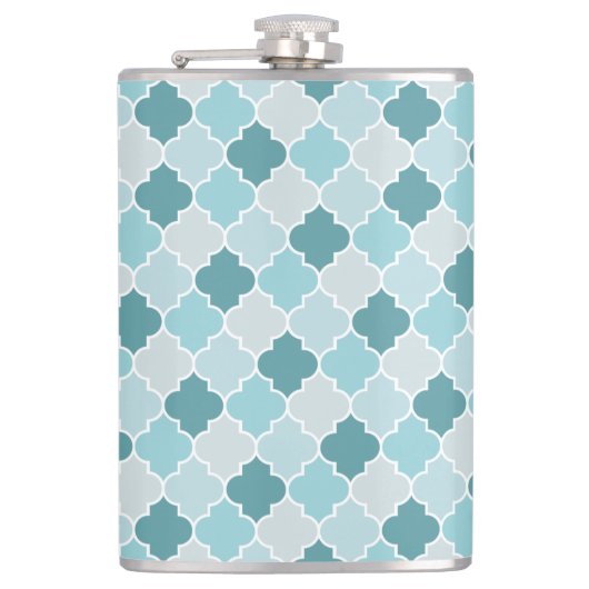 Blue Moroccan Trellis, Latticework, Quatrefoil Heupfles (Voorkant)