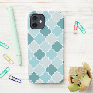 Blue Moroccan Trellis, Latticework, Quatrefoil iPhone 12 Hoesje