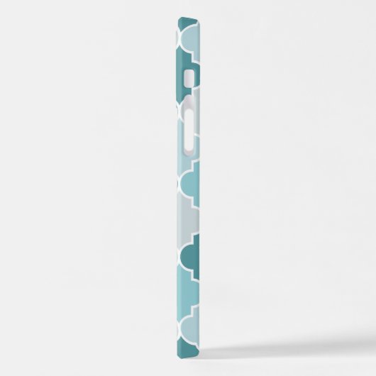 Blue Moroccan Trellis, Latticework, Quatrefoil iPhone Hoesje (Linkerkant)