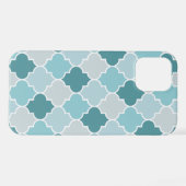 Blue Moroccan Trellis, Latticework, Quatrefoil iPhone Hoesje (Achterkant horizontaal)