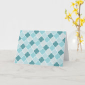 Blue Moroccan Trellis, Latticework, Quatrefoil Kaart (Gele Bloem)