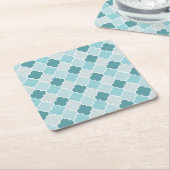 Blue Moroccan Trellis, Latticework, Quatrefoil Kartonnen Onderzetters (Schuin)